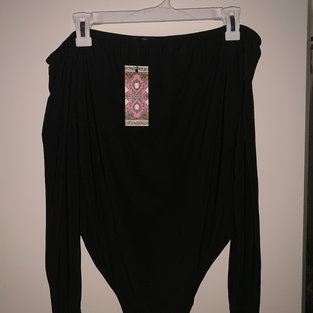 Black Off shoulder slinky bodysuit